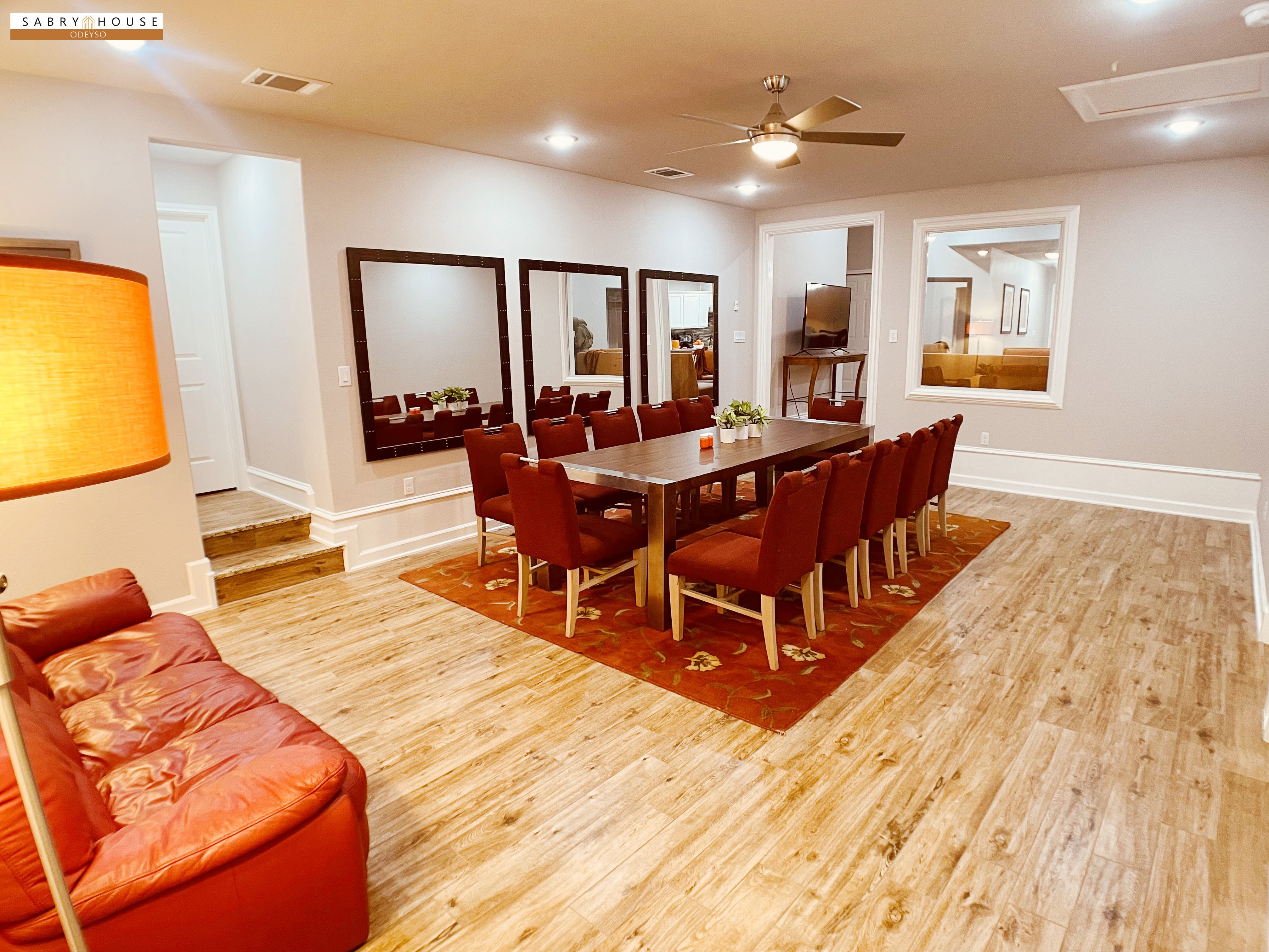 Sabry House event dining room with seating for 12 — ideal for celebration dinners, showers and engagements